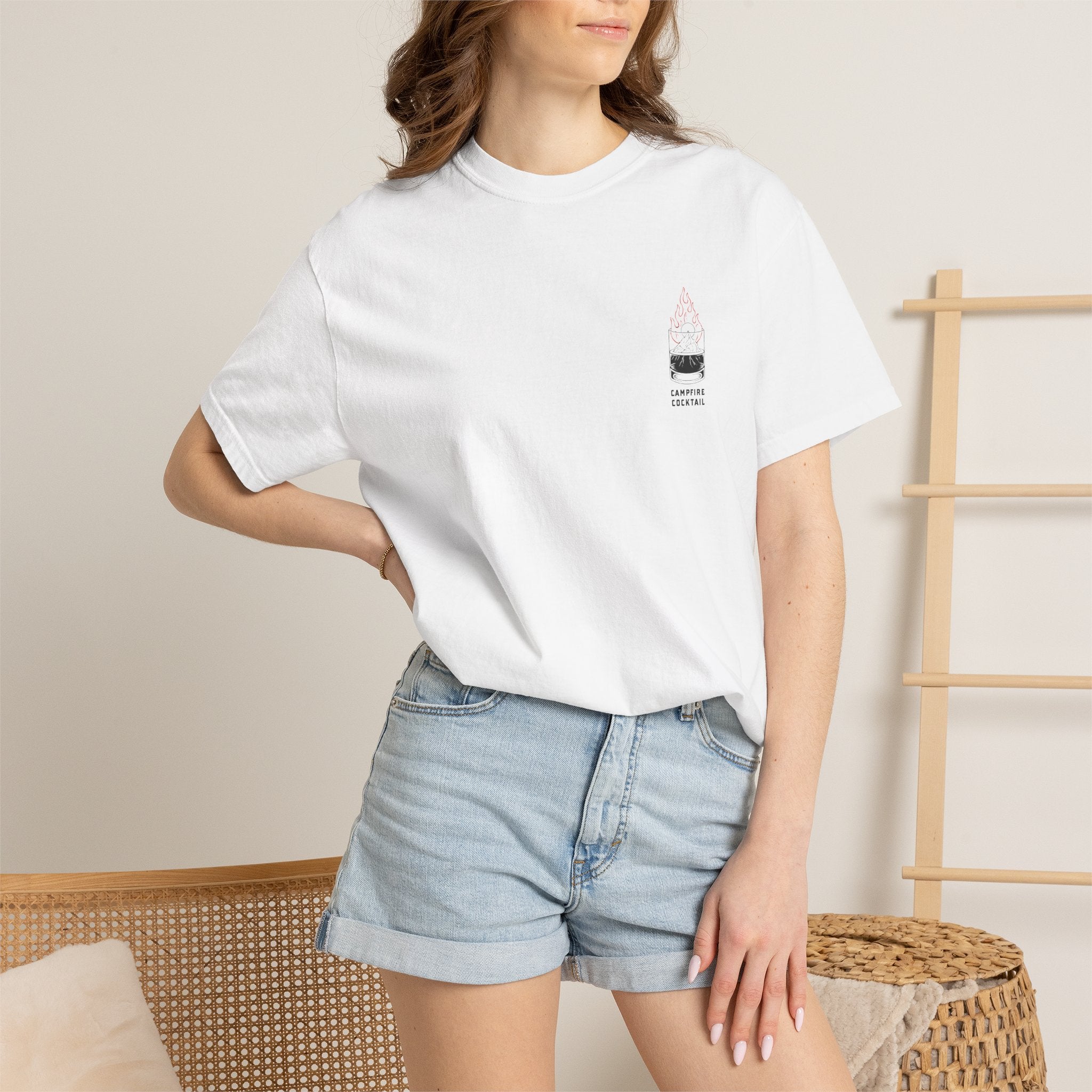 Campfire Cocktails T-Shirt — "Stirred, Not Civilized" Outdoor Graphic Tee